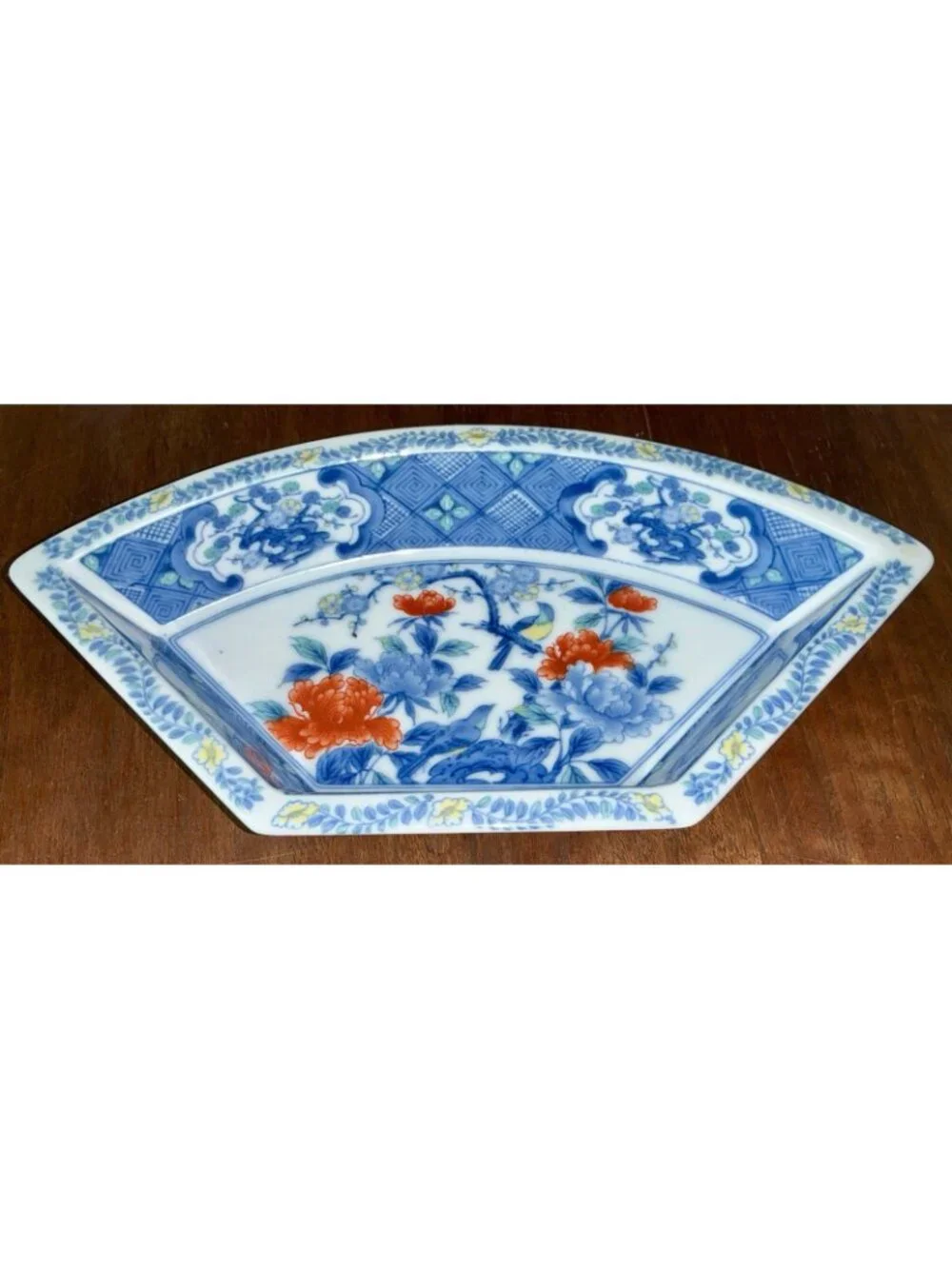Chinoiserie Blue & White 5 Section Lazy Susan Serving Carousel Imari Porcelain